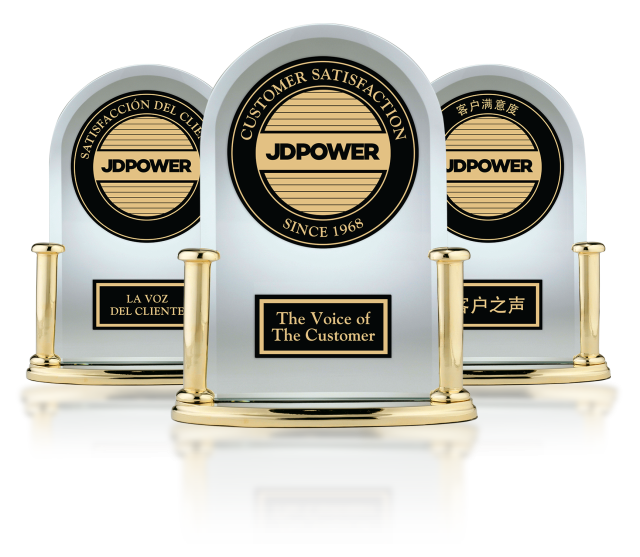 JD Power award trophy recognizing top customer satisfaction performance